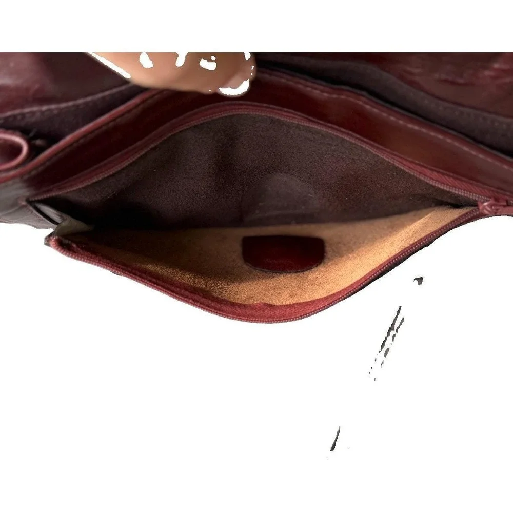 Vintage Leather Envelope Clutch W/ Wrist Strap Brown Minimalist Y2K